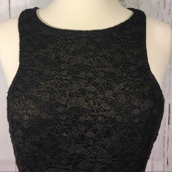 Lush NWOT Black/Gold Lace Fully Lined Dress - Picture 3 of 5
